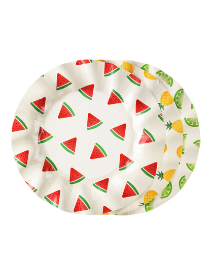 6 Sommerliche Obst-Teller aus Pappe 20,5 cm