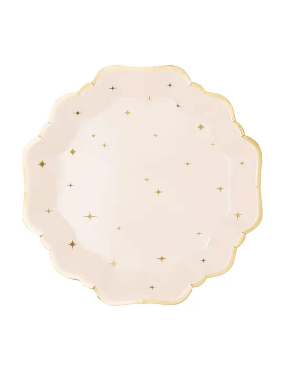 Assiettes Étoiles pour fête rose pâle et or avec bord festonné
