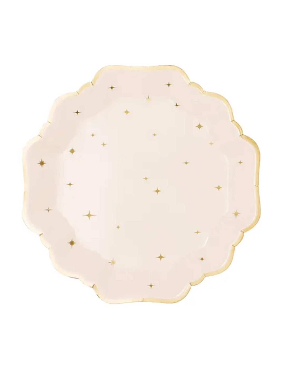 Assiettes Étoiles pour fête rose pâle et or avec bord festonné