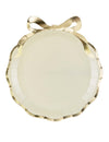 6 edle Pappteller mit Schleife Beige & Gold 24 x 26,8 cm