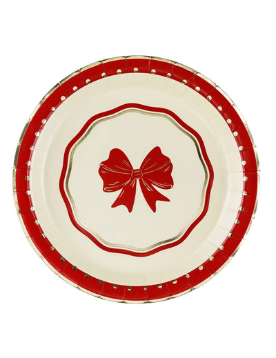 6er-Set Weihnachtsteller Rote Schleife 18 cm