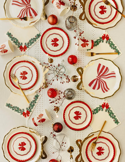 6er-Set Weihnachtsteller Rote Schleife 18 cm