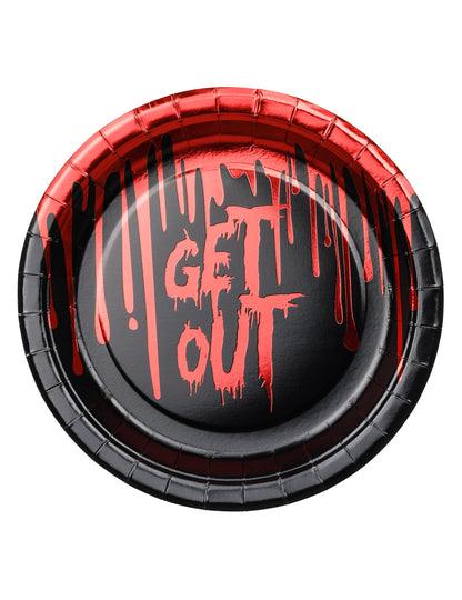 6 Pappteller Get Out Blutig 18 cm