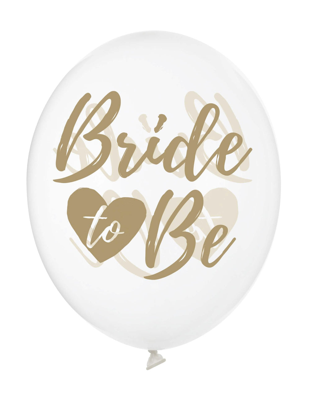 Gros plan sur l'inscription dorée des ballons transparents bride to be pour décoration evjf