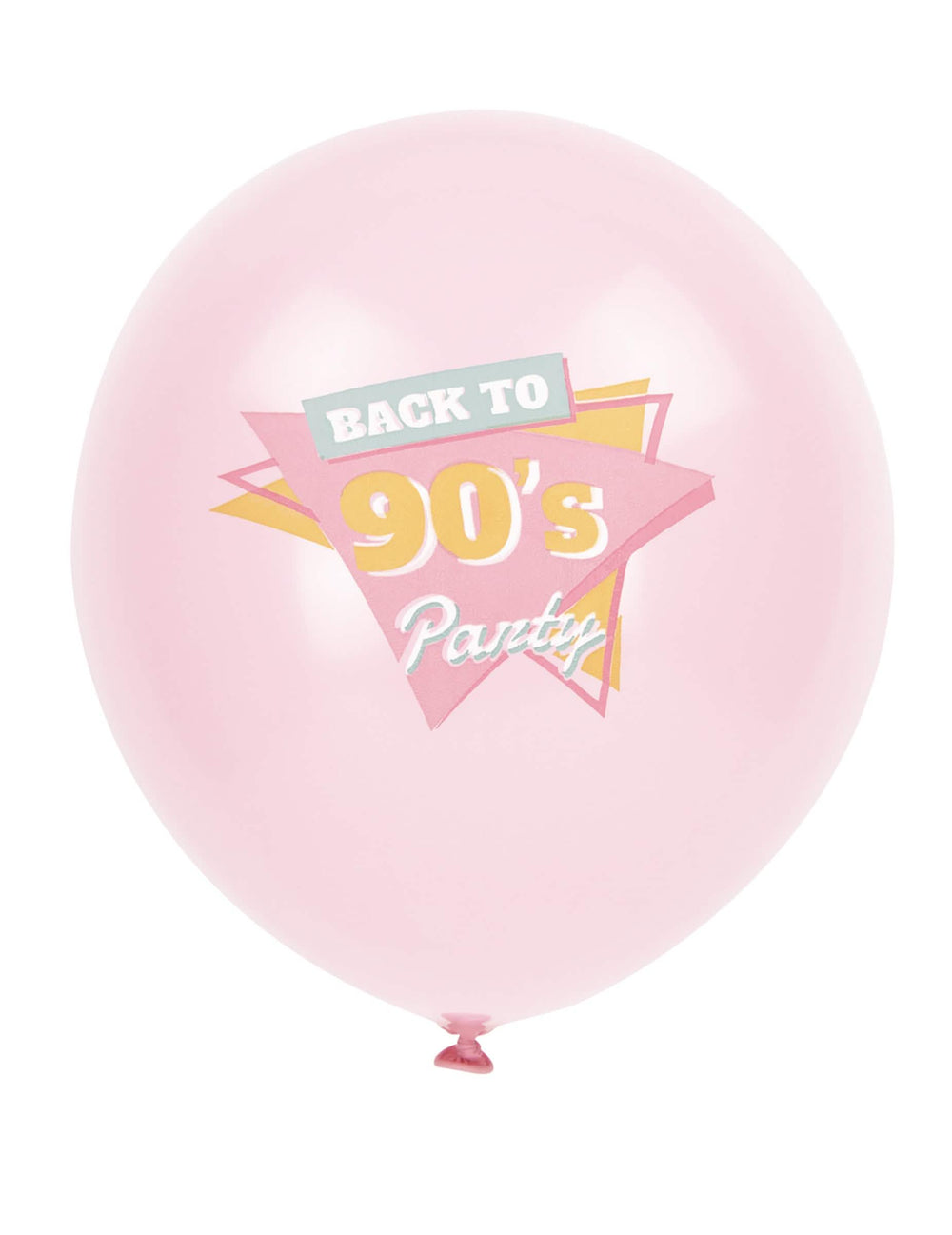 Détail de l'imprimé Back to 90's sur le ballon rose des 6 ballons en latex années 90