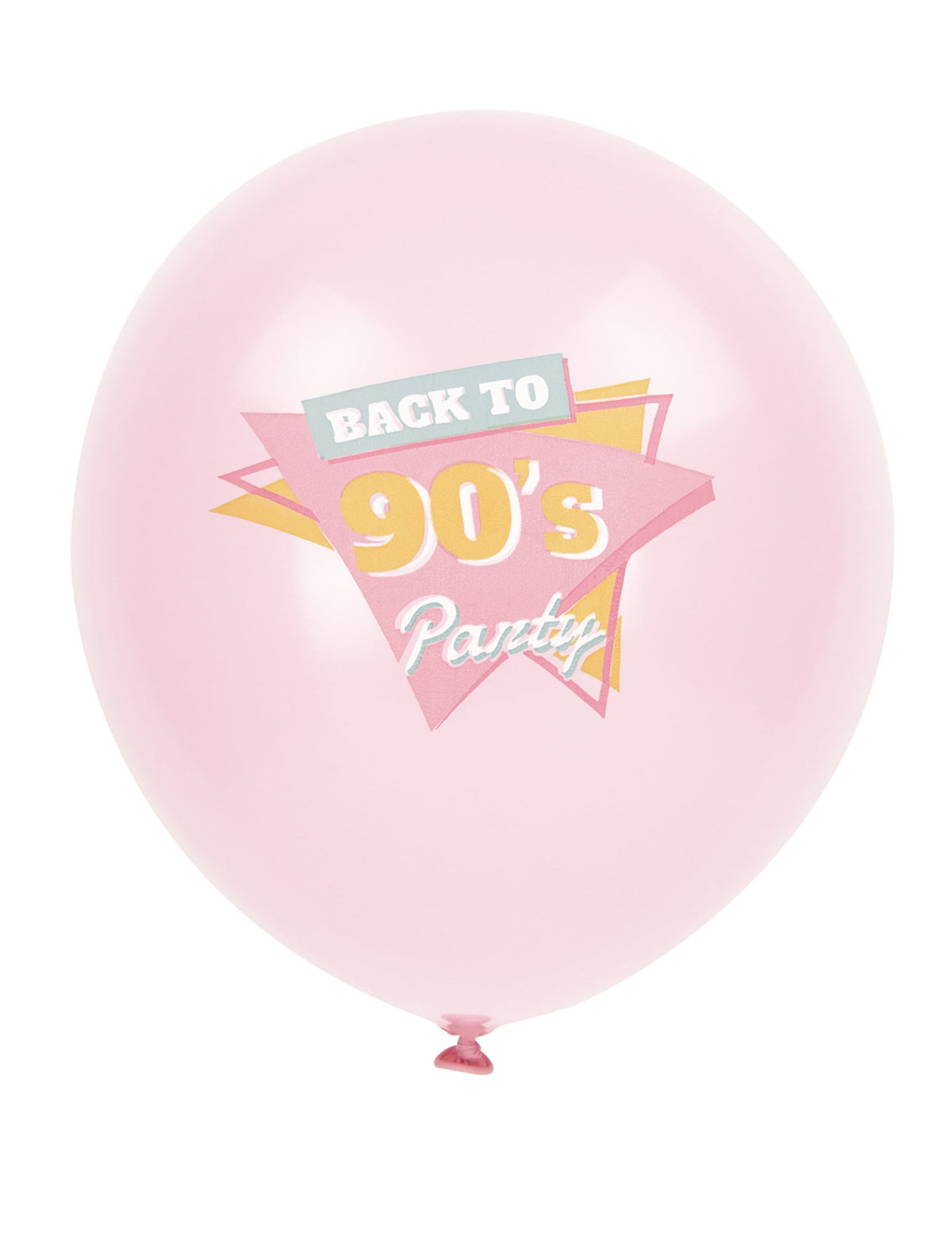 Détail de l'imprimé Back to 90's sur le ballon rose des 6 ballons en latex années 90