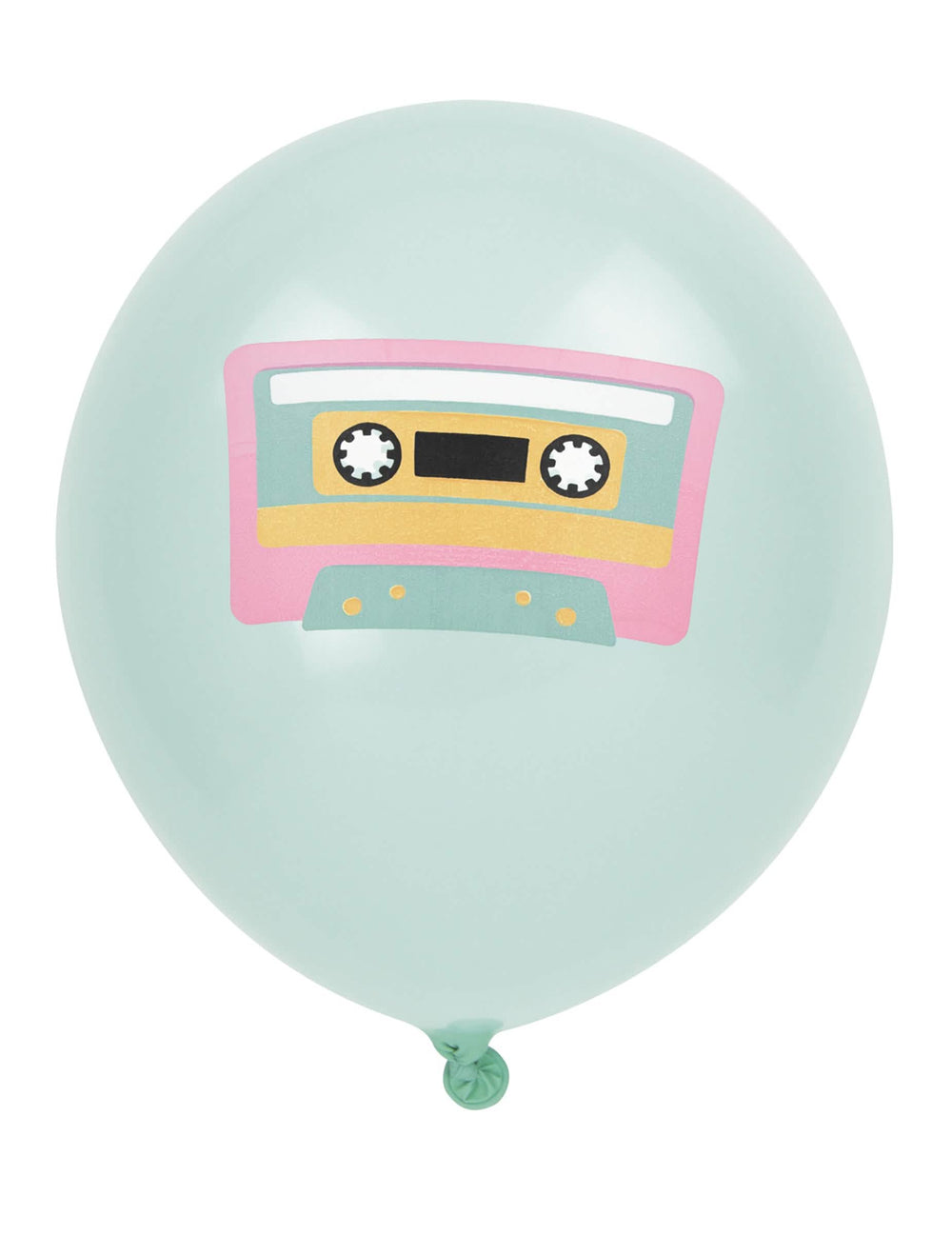 Détail du motif cassette sur le ballon bleu des 6 ballons en latex années 90