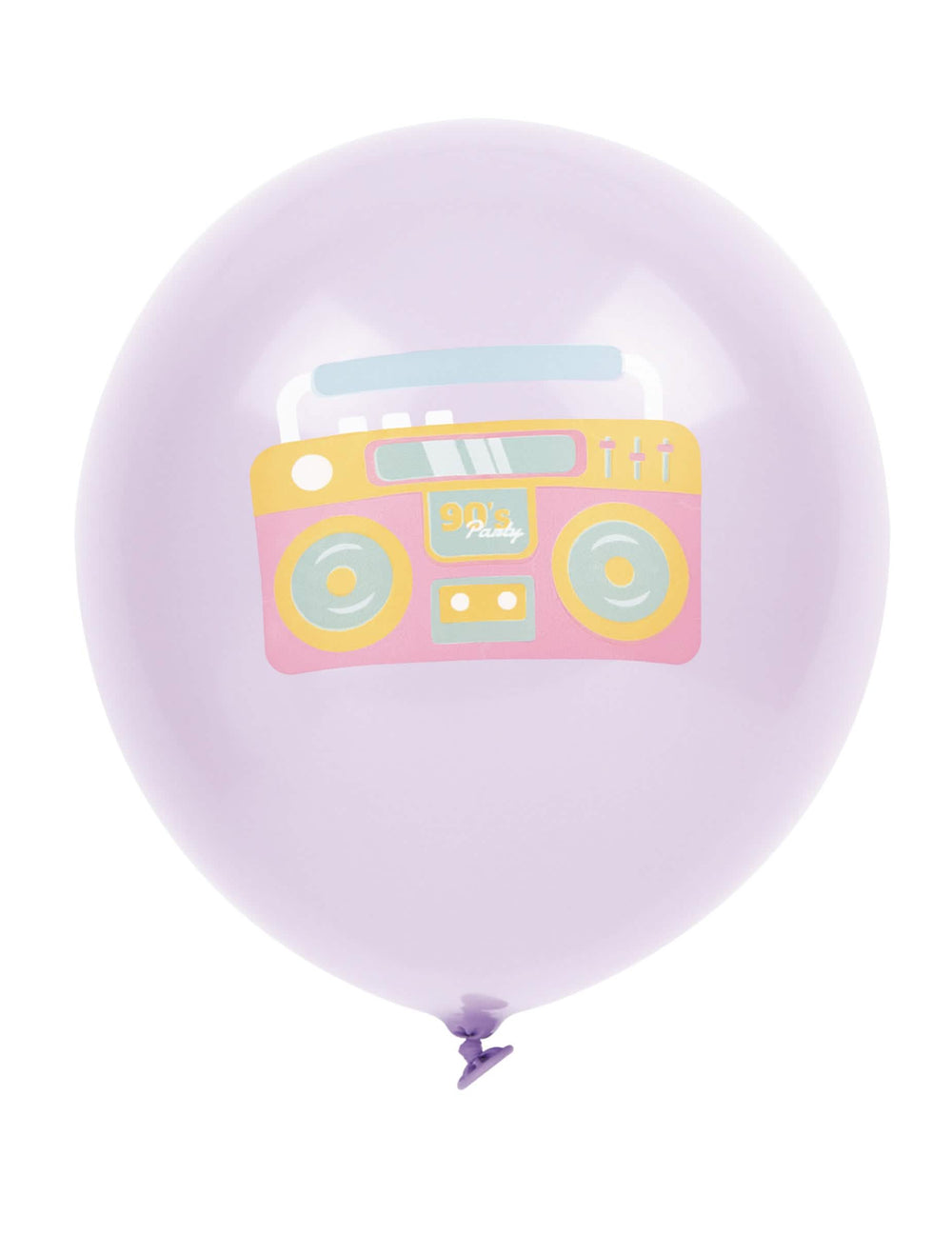 Détail du motif radio sur le ballon violet des 6 ballons en latex années 90