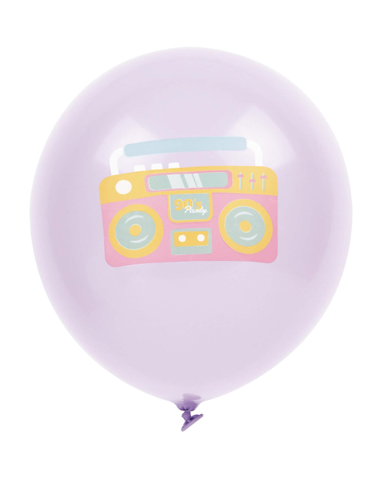 Détail du motif radio sur le ballon violet des 6 ballons en latex années 90