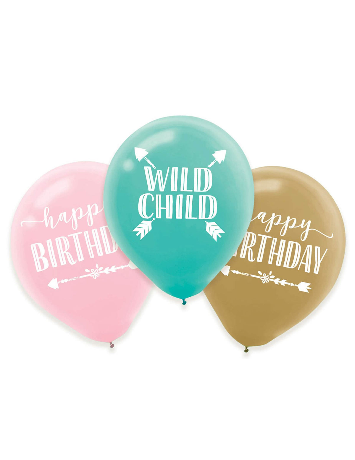 Luftballons en latex Geburtstag boho für Kinder Rosa, Pink turquoise et Farbe Gold happy birthday