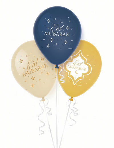 6 Eid Mubarak Latexballons 27,5 cm Dekoration