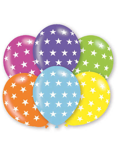 6 Ballons étoiles pour fête multicolores