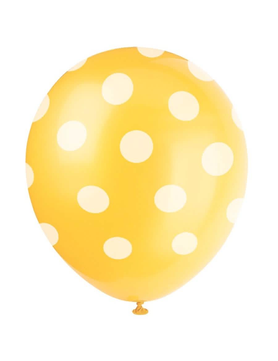 Latexballon mit Punkten für die Party Gelb mit Weißpunkten