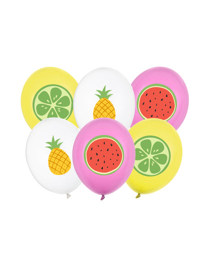 6er Pack FrÃ¼chte Latexballons Sommer 30 cm