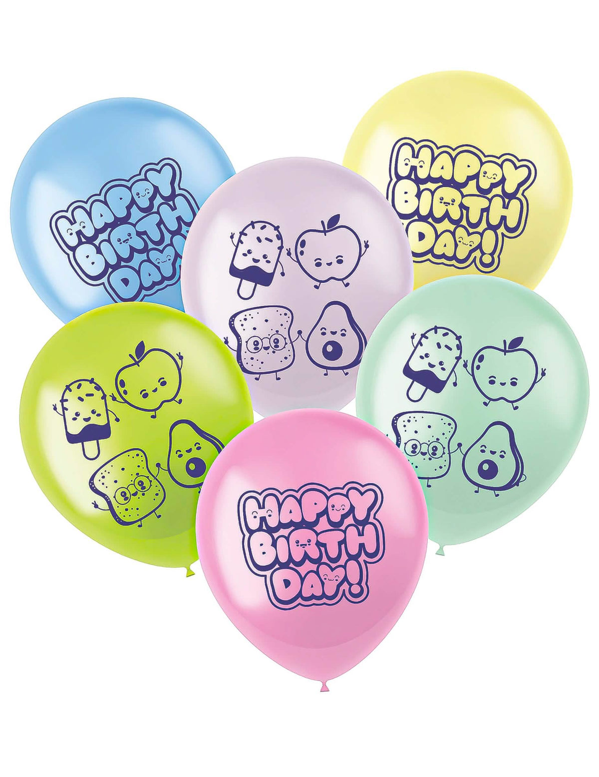 6 Kawaii Party Luftballons aus Latex 33 cm