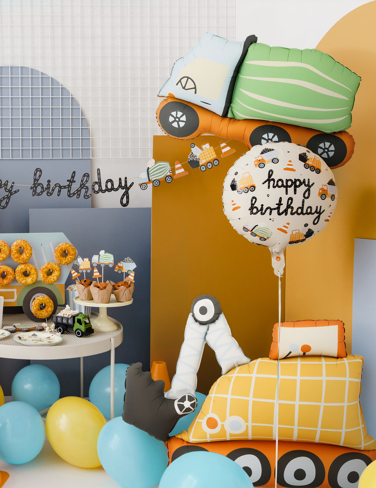 6er Set Latexballons Baustelle & Baufahrzeuge 30 cm