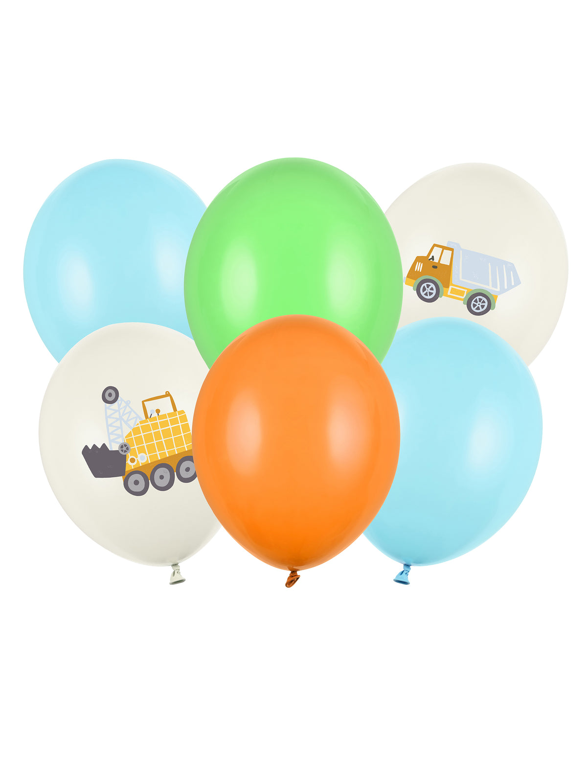 6er Set Latexballons Baustelle & Baufahrzeuge 30 cm