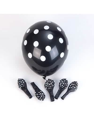 Luftballons en latex à pois Weiß pour fête noirs