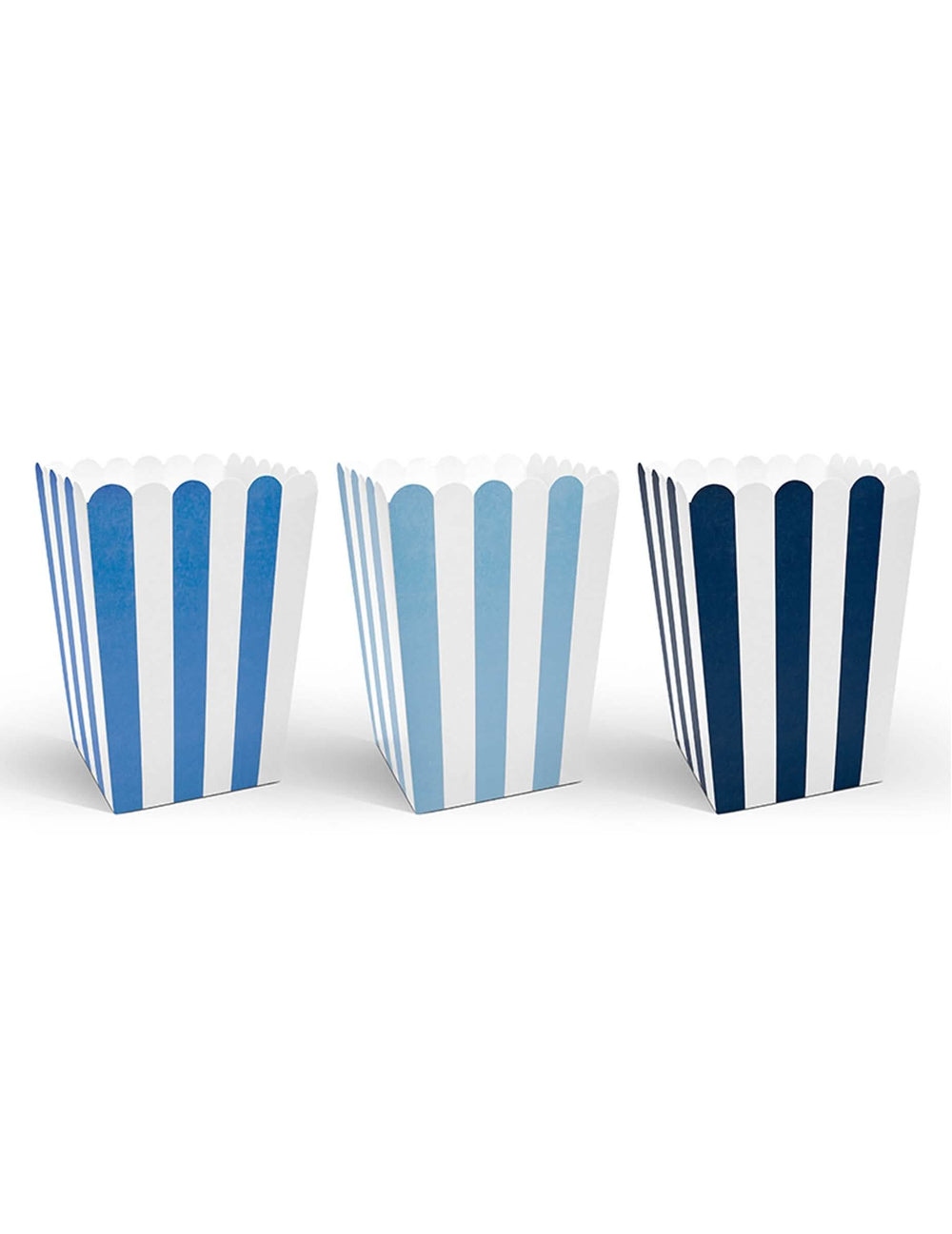 Blaue gestreifte Popcornboxen für die Party