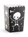 Boîte à popcorn Halloween Boo ! pour fête noir avec motifs squelette et fantôme