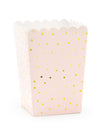 Boites à popcorn pour fête rose clair à pois dorés