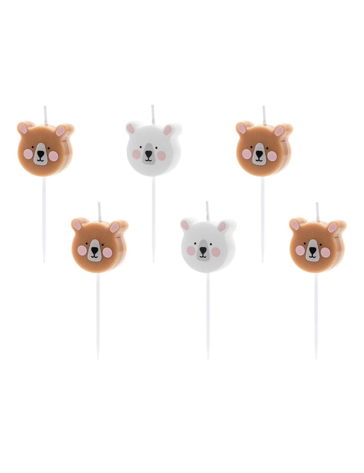 Bougies d'anniversaire petits ours pour enfant bruns et blancs
