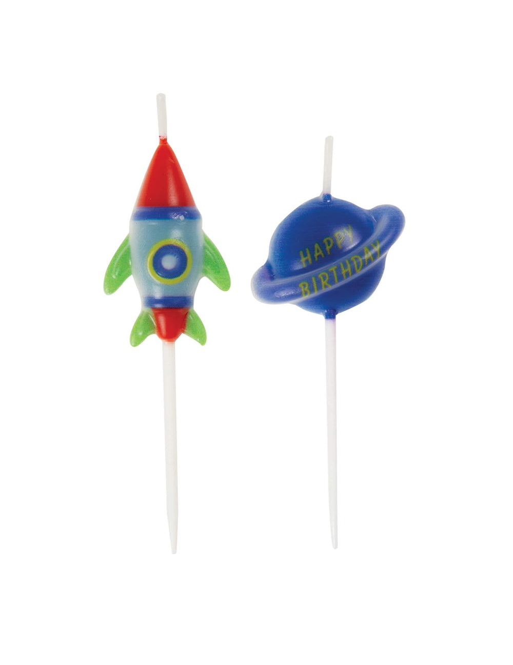 Bougies d'anniversaire univers pour enfant en forme de fusée et de planète bleue