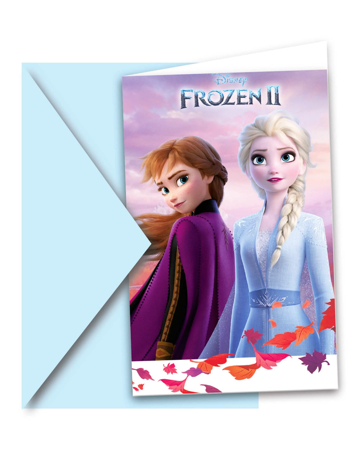 Einladungskarten und Umschläge Elsa Frozen - Die Eiskönigin 2 für Kinder hellblau mit Anna und Elsa