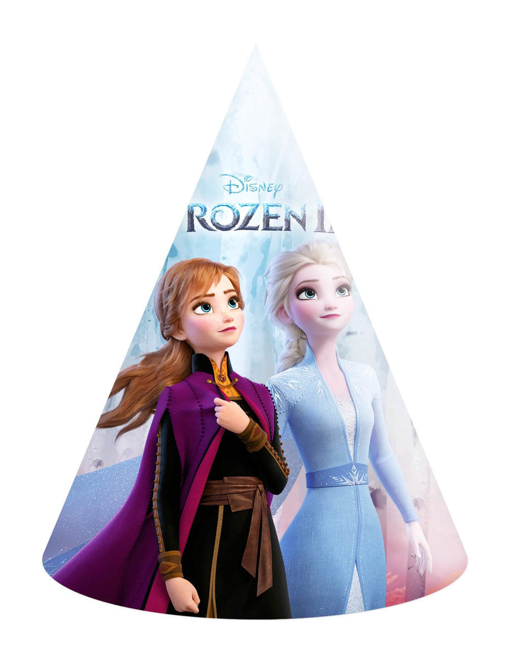 Partykartonhut Elsa Frozen - Die Eiskönigin 2 für Kinder Blau und Violett mit Anna und Elsa