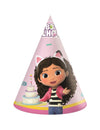 Chapeaux de fête en carton Gabby et la maison magique pour enfant rose avec illustration de Gabby