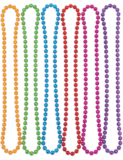 6 colliers de perles en plastique transparent et coloré