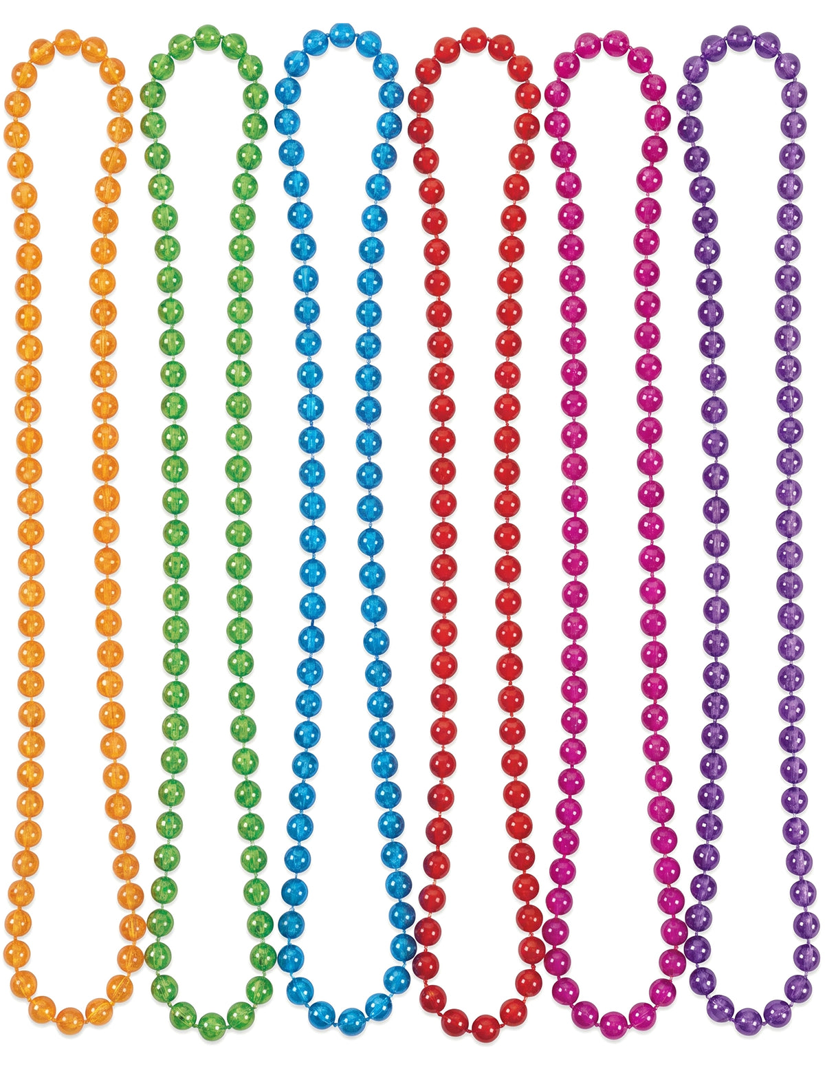 6 transparente, bunte Plastikperlenketten
