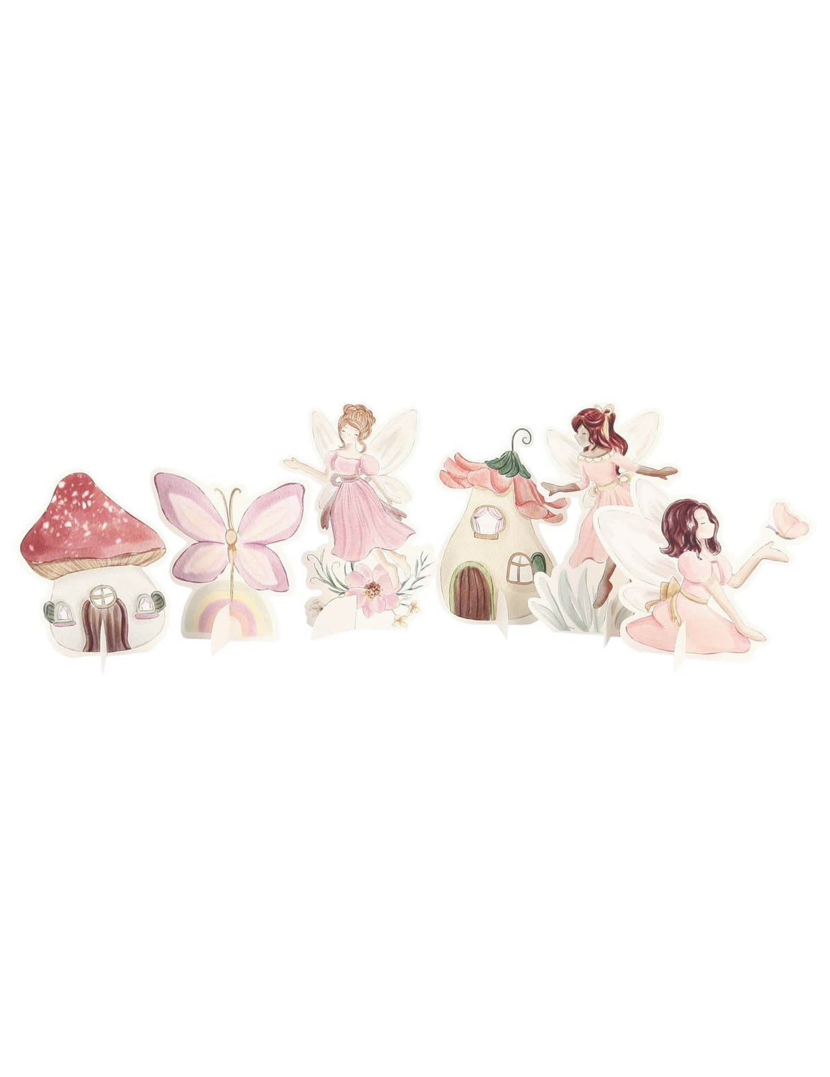 6 décorations à poser fée pour fête rose pastel univers enchanté