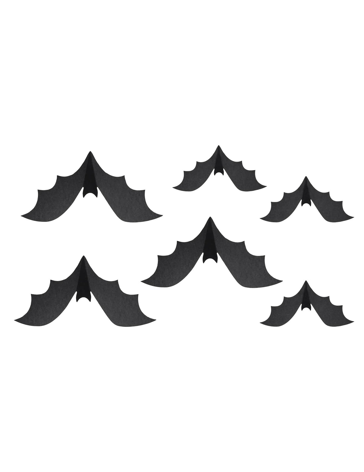 6 Fledermaus-Papierdekorationen in Schwarz 19 und 29 cm