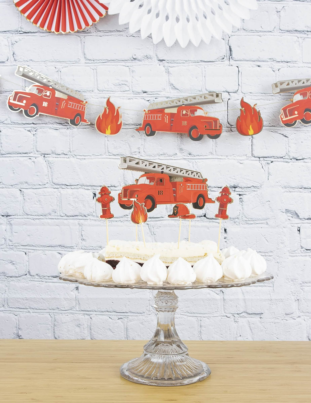 6-er Set Feuerwehr-Kuchen-Dekorationen