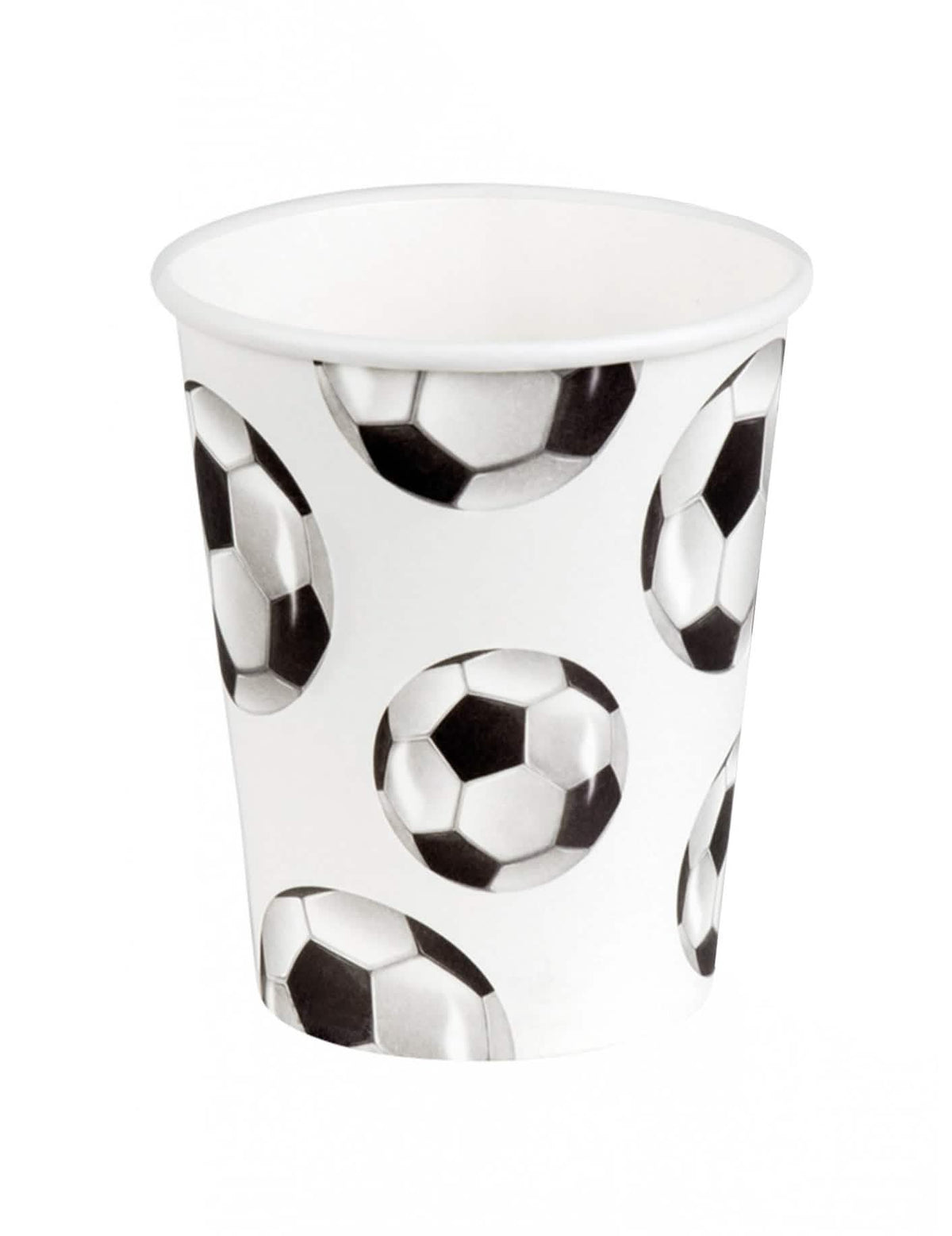 Gobelets en carton Foot party blancs avec motifs de ballons de football