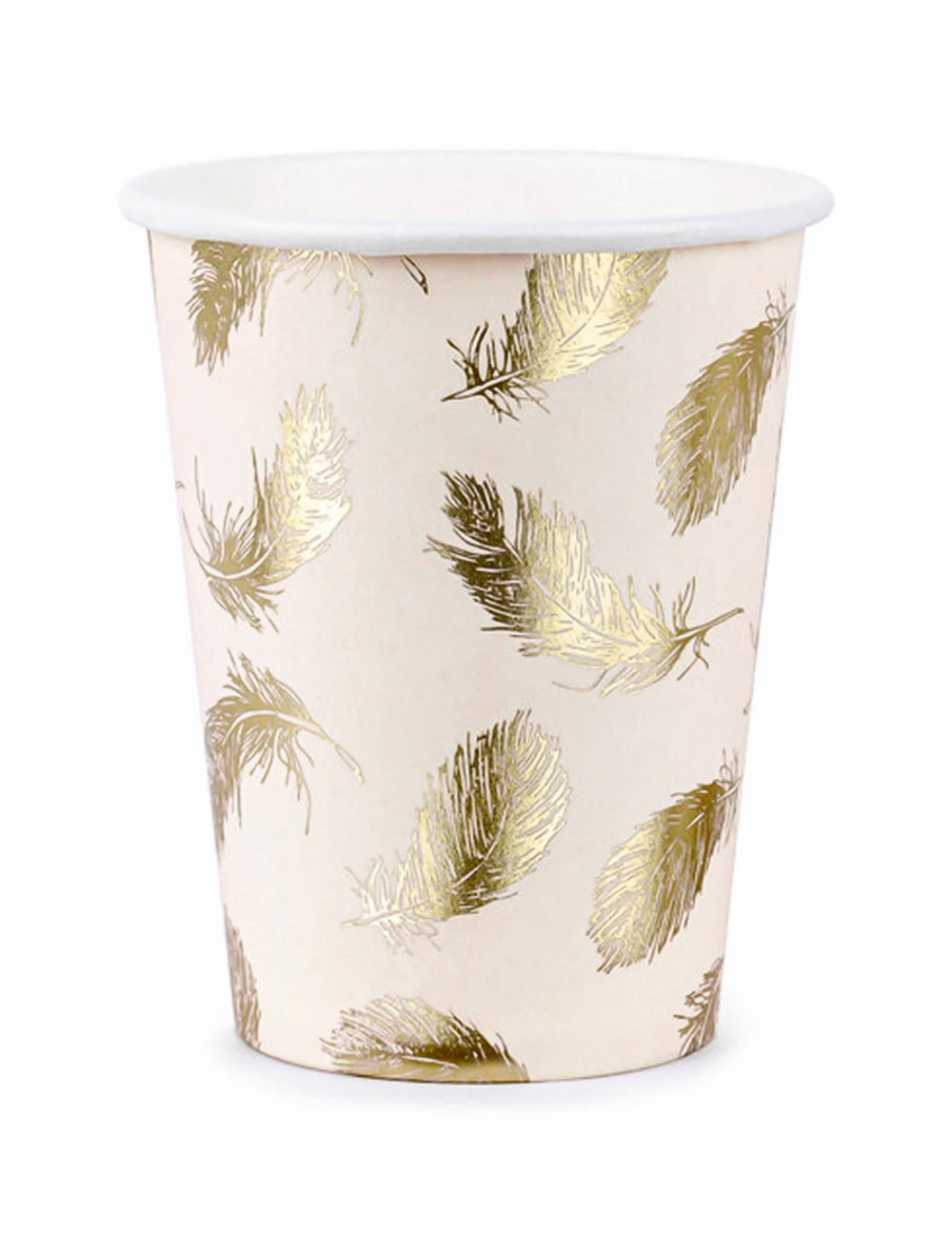 Gobelets en carton lovely swan rose et plumes dorées