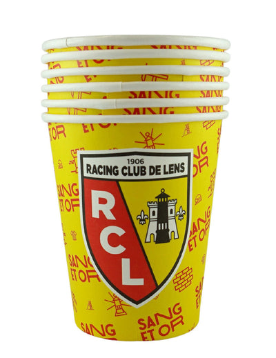 Gobelets en carton RC Lens pour supporter jaune et rouge