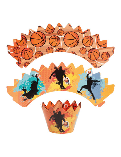 6-teiliges Cupcake-Deko-Set mit Basketball-Toppern
