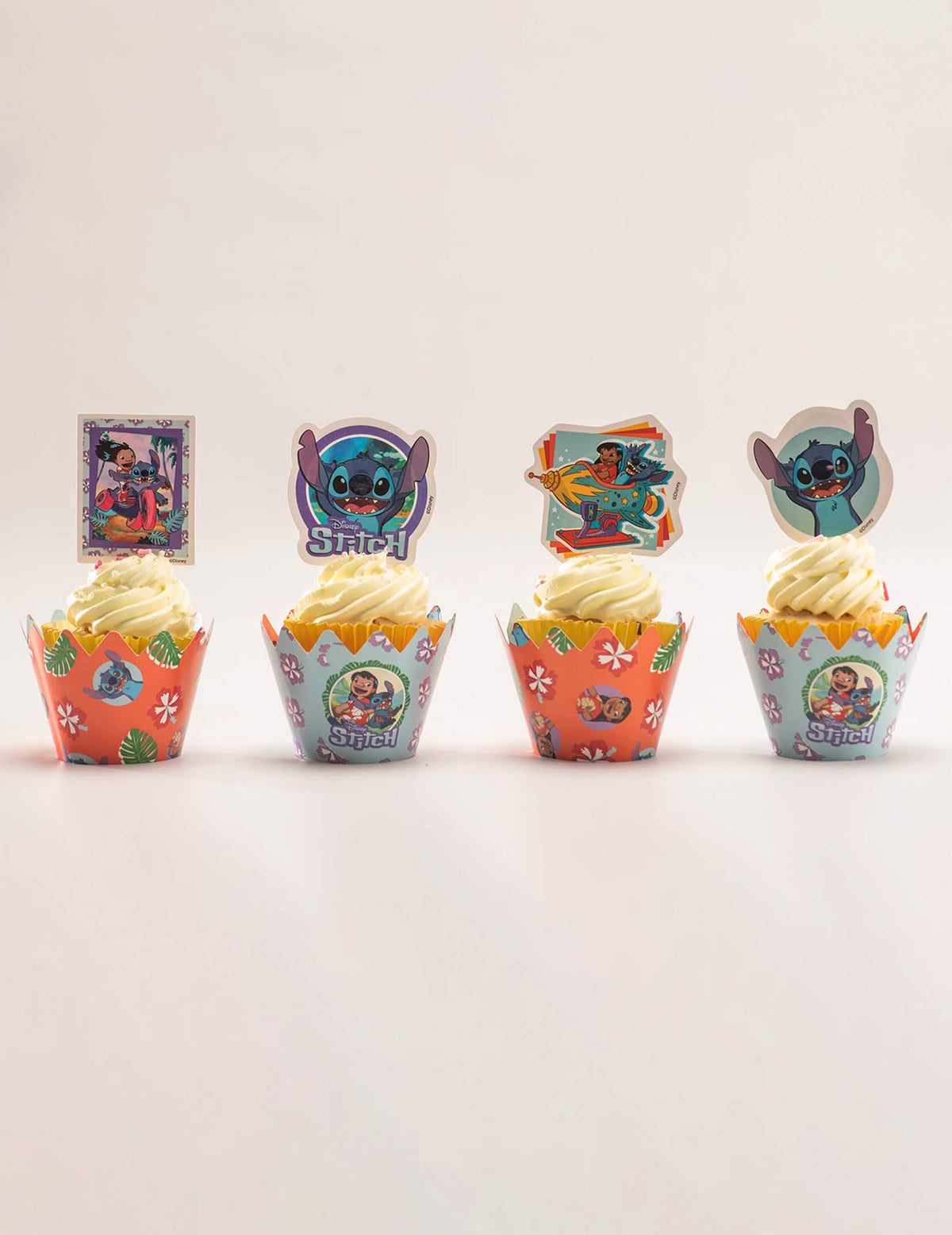 6er-Set Cupcake-Dekorationsset mit Toppern Stitch™