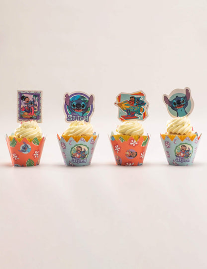 6er-Set Cupcake-Dekorationsset mit Toppern Stitch™