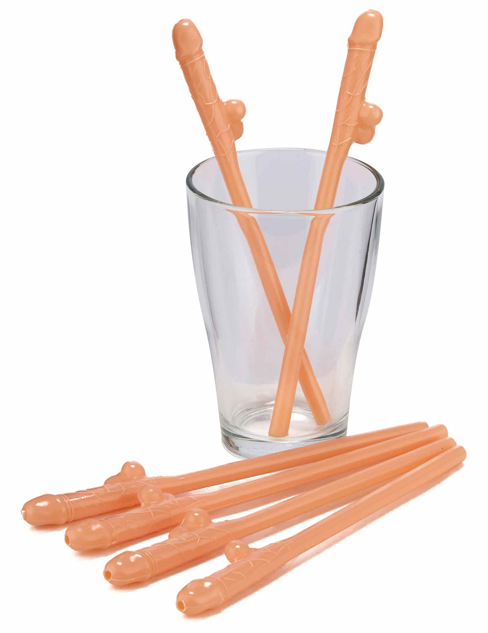 Mise en Situation in einem Glas mit frechen Strohhalme Penis