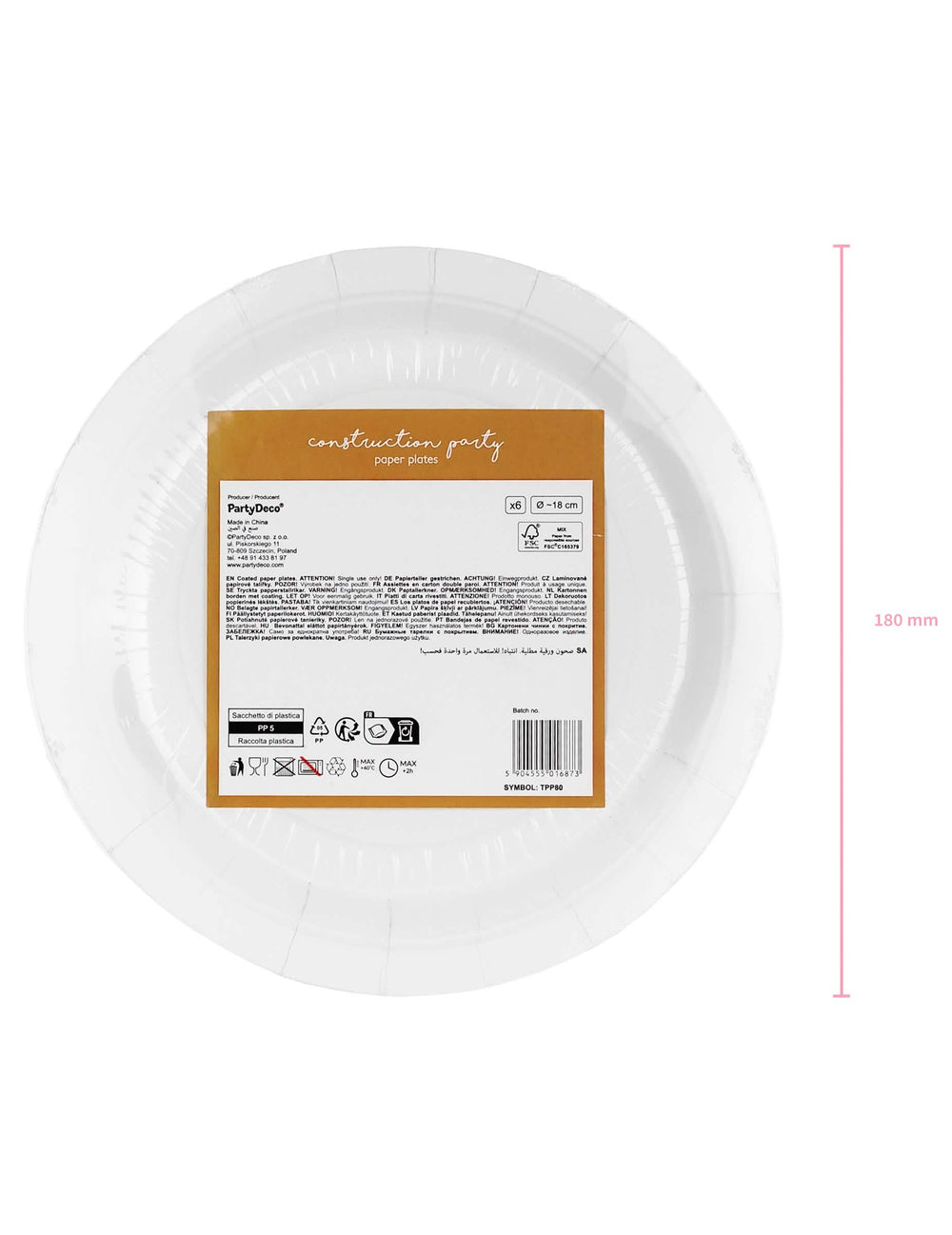 Assiettes camions de chantier pour fête lot de 6
