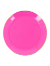 6 kleine wiederverwendbare Teller aus rosa und goldfarbenem Kunststoff, 19 cm