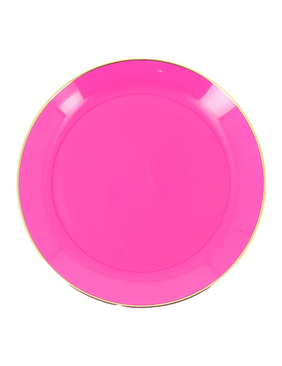 6 kleine wiederverwendbare Teller aus rosa und goldfarbenem Kunststoff, 19 cm