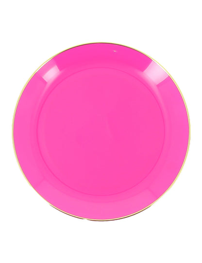 6 kleine wiederverwendbare Teller aus rosa und goldfarbenem Kunststoff, 19 cm