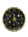 Petites assiettes rondes Nouvel An Horloge pour fête noir et doré
