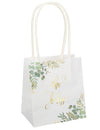 Sachet à goodies Oh Baby eucalyptus pour baby shower blanc avec dorure or