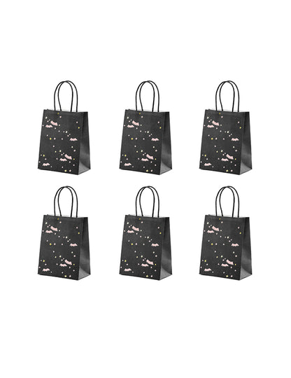 6 sacs à bonbons chauves-souris pour Halloween roses et noirs
