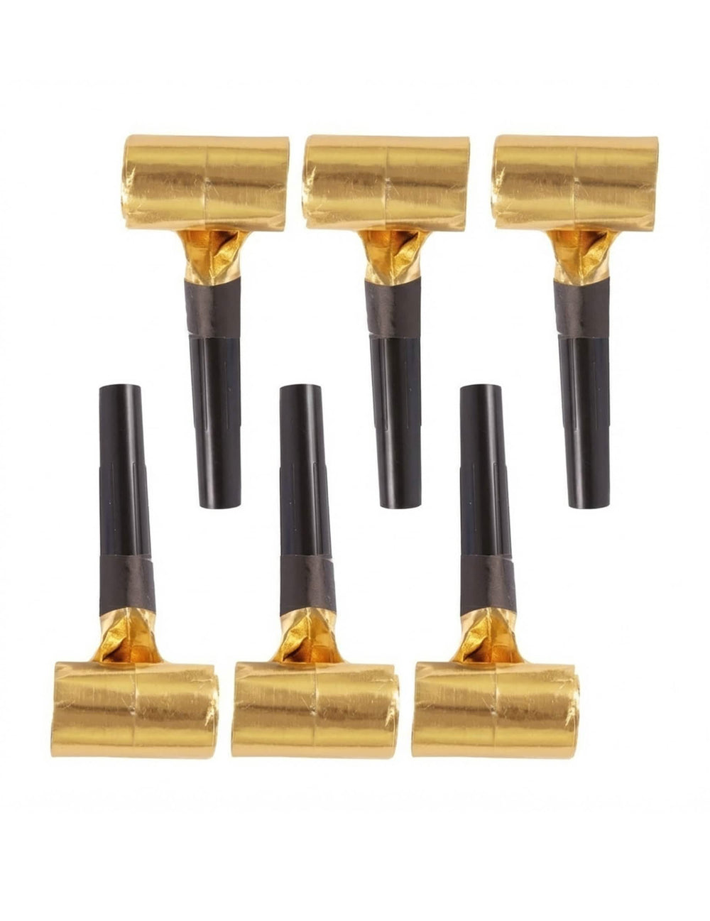 Party-Tröten für die Feier Schwarz und Gold, 6er-Pack